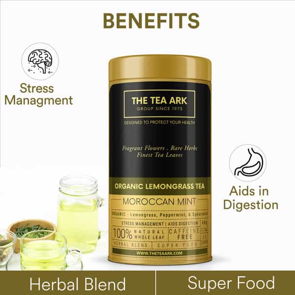 The Tea Ark Lemongrass Tea Leaves (50G) Tin Pack |Caffeine Free Whole Leaf Blend (25 Servings)