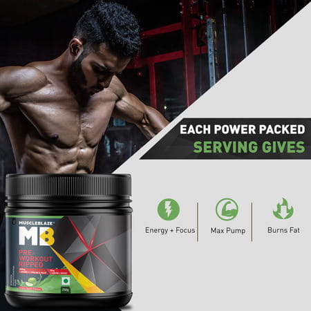 Muscleblaze Pre Workout Ripped (Green Apple | 27 Servings | 250G) | 4000Mg Citrulline