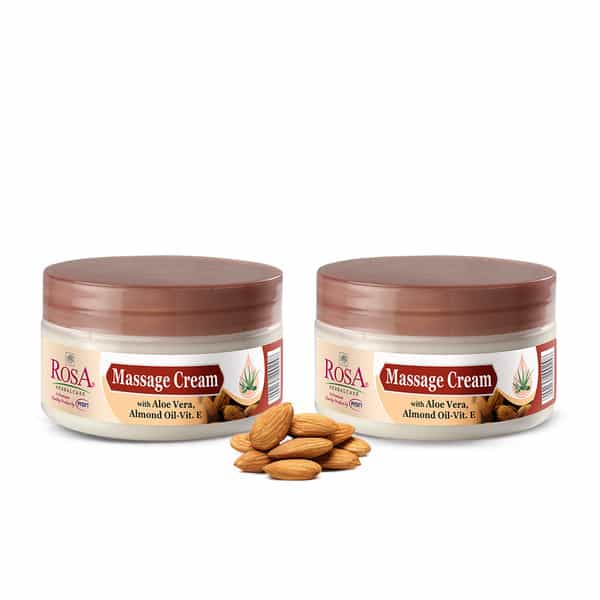 Rosa Massage Cream With Aloevera,Almond & Vitamin - E I Moisturizing ,Reduce Dryness I Pack 2*100Ml