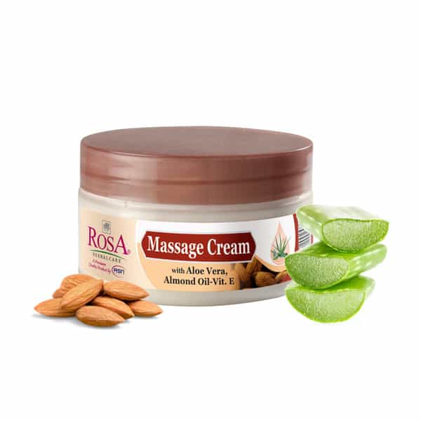Rosa Massage Cream With Aloevera,Almond & Vitamin - E I Moisturizing ,Reduce Dryness I Pack 2*100Ml
