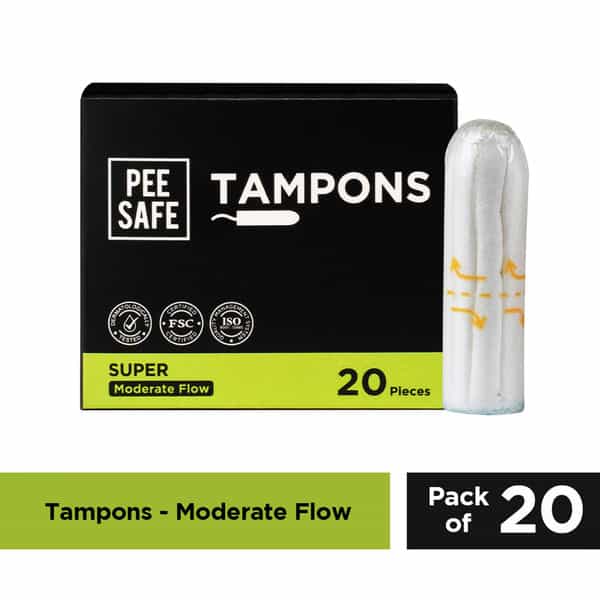 Pee Safe Viscose Tampons For Periods | Super Flow | Fragrance Free | Fda Approved | Pack Of 20