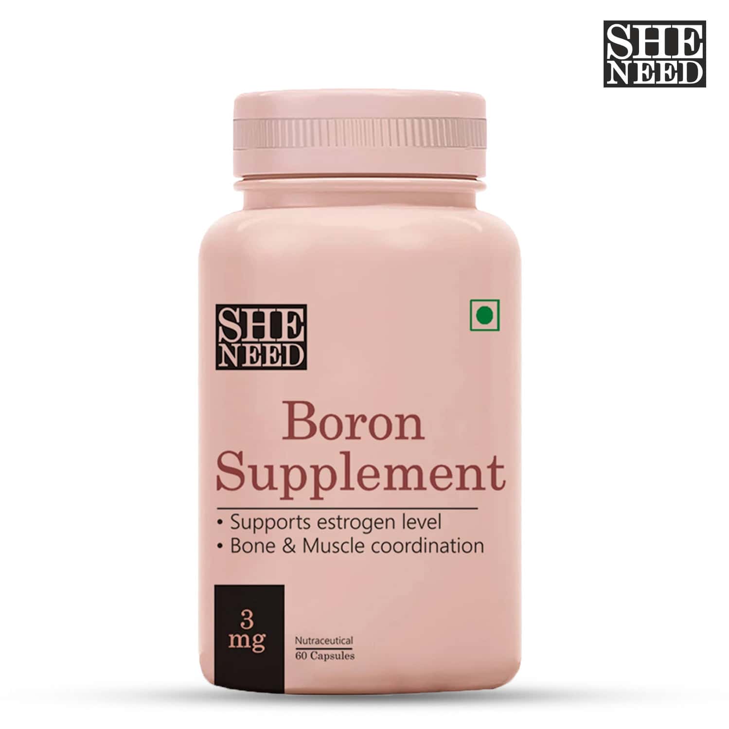 Sheneed Boron Supplement(3 Mg)-better Muscle Coordination & Maintain Estrogen Level-60 Capsule