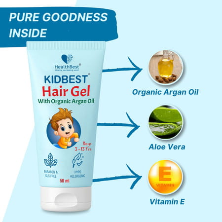 Healthbest Kids Hair Styling Gel Enhances Vitamin B5 For Hair Growth & Damage - 50 Ml