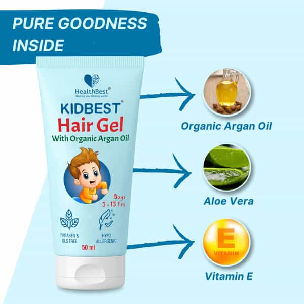 Healthbest Kids Hair Styling Gel Enhances Vitamin B5 For Hair Growth & Damage - 50 Ml