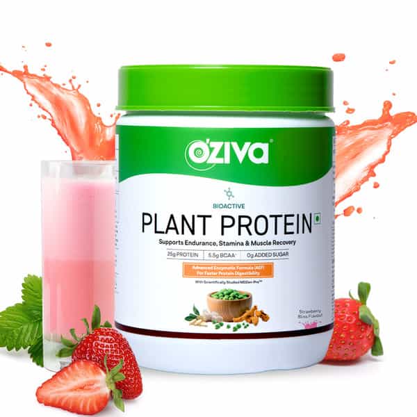 Oziva Bioactive Plant Protein | 25G Protein - Strawberry Bliss | 500G