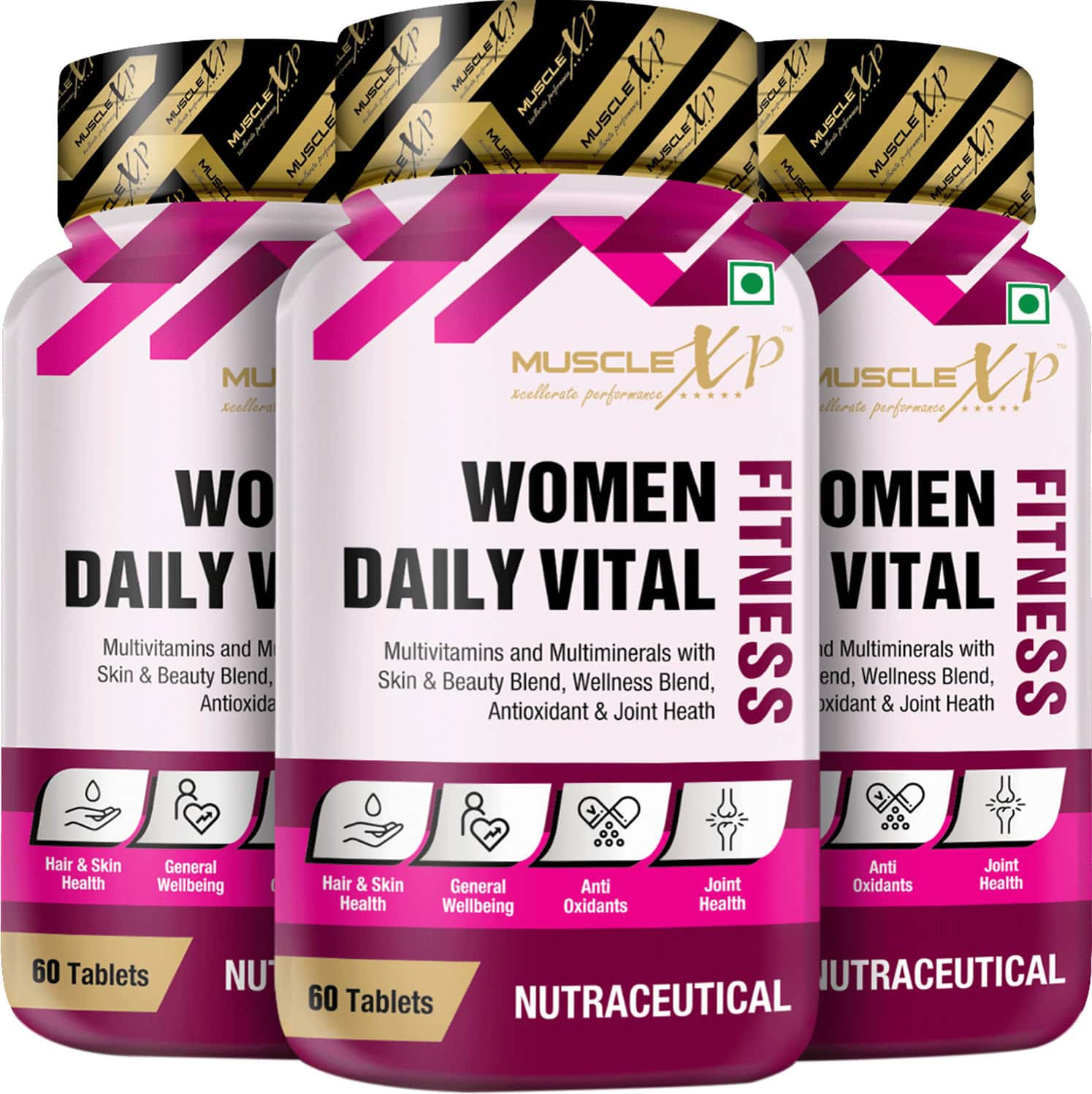 Musclexp Women Daily Vital Fitness Multivitamin & Multiminerals 60 Tablets (Pack Of 3)