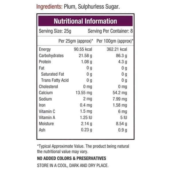 Nourishvitals Plum Dried Fruit (Dehydrated Fruits) - 200Gm