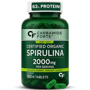 Carbamide Forte 100% Organic Spirulina Tablets 2000mg Per Serving - 180 Tablets