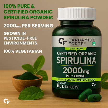 Carbamide Forte 100% Organic Spirulina Tablets 2000mg Per Serving - 180 Tablets