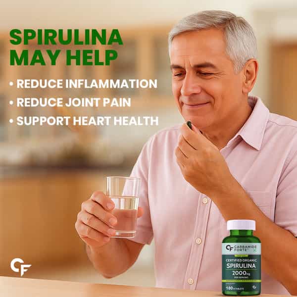 Carbamide Forte 100% Organic Spirulina Tablets 2000Mg Per Serving - 180 Tablets