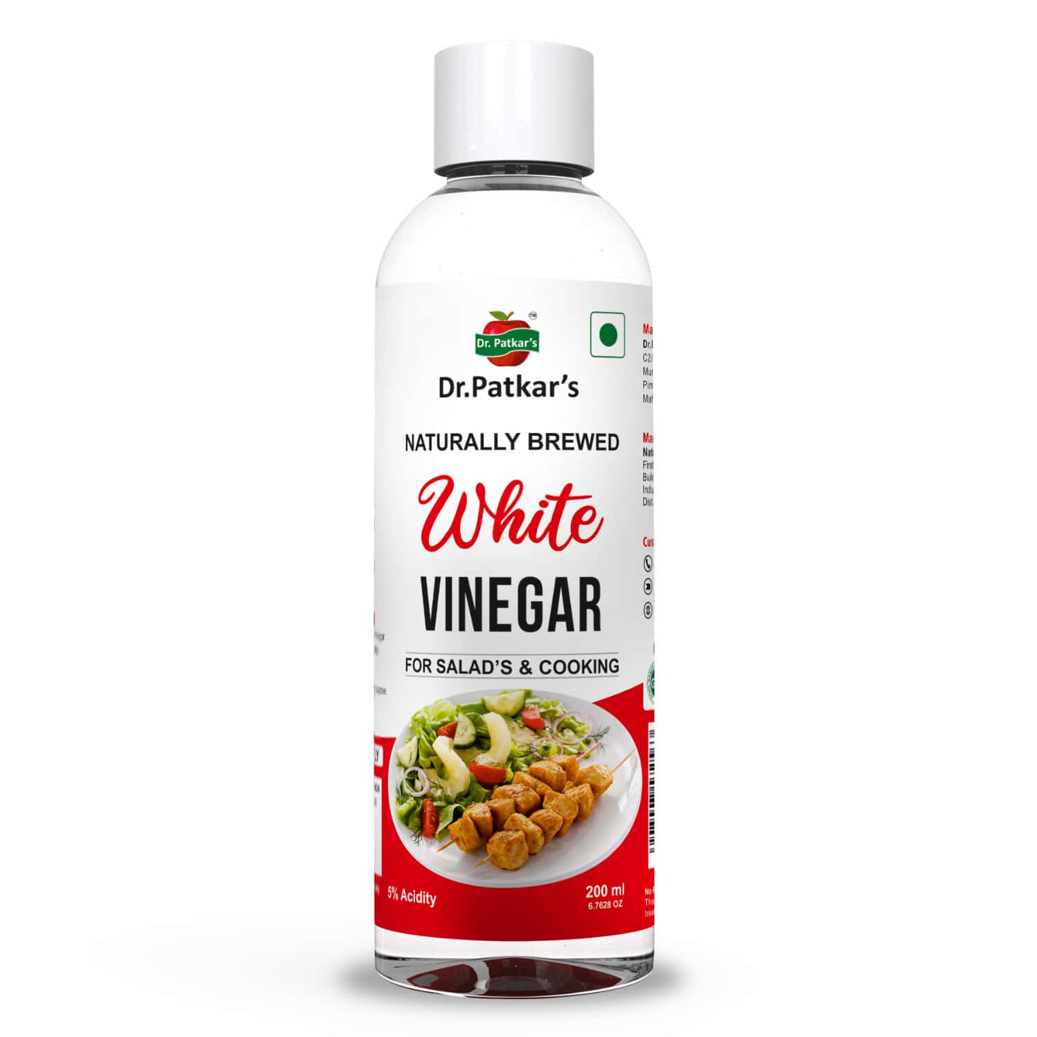 Dr. Patkar'S 100% Natural Brewed White Vinegar For Salad Dressing | Cleaning Purpose 200ml