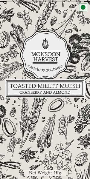 Monsoon Harvest Toasted Millet Muesli Cranberry And Almond 1 Kg Box