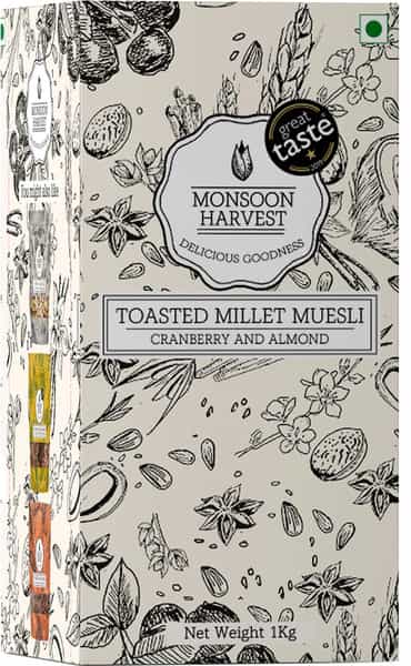 Monsoon Harvest Toasted Millet Muesli Cranberry And Almond 1 Kg Box