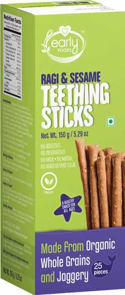 Early Foods Ragi & Sesame Jaggery Teething Sticks 150G