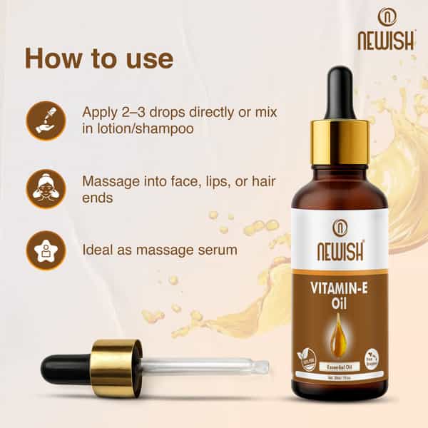 Newish Vitamin E Oil For Hair Growth Face Body Skin (Non Capsule) 30Ml