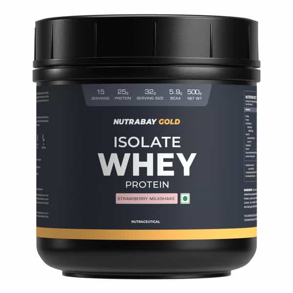 Nutrabay Gold 100% Whey Protein Isolate Strawberry Milkshake - 500G