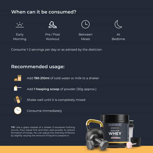 Nutrabay Gold 100% Whey Protein Isolate Strawberry Milkshake - 500G