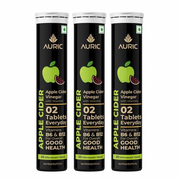 Auric Apple Cider Vinegar Effervescent Tablets With Vitamins 60 Tablet