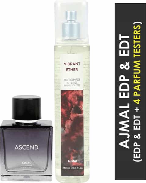 Ajmal Ascend Edp 100Ml & Vibrant Ether Edt 250Ml For Unisex Pack Of 2 (Total 350Ml)