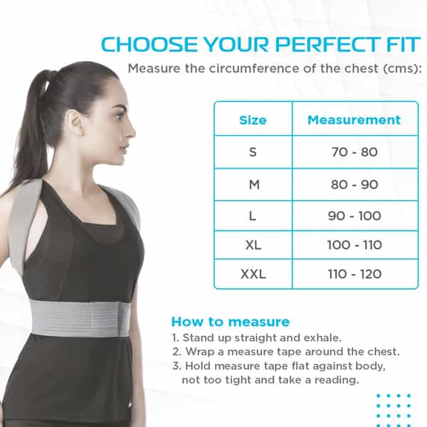 Vissco Posture Aid (Moderate Support) | Ideal Aid To Correct Posture & Relieves Pain - Small (Grey)