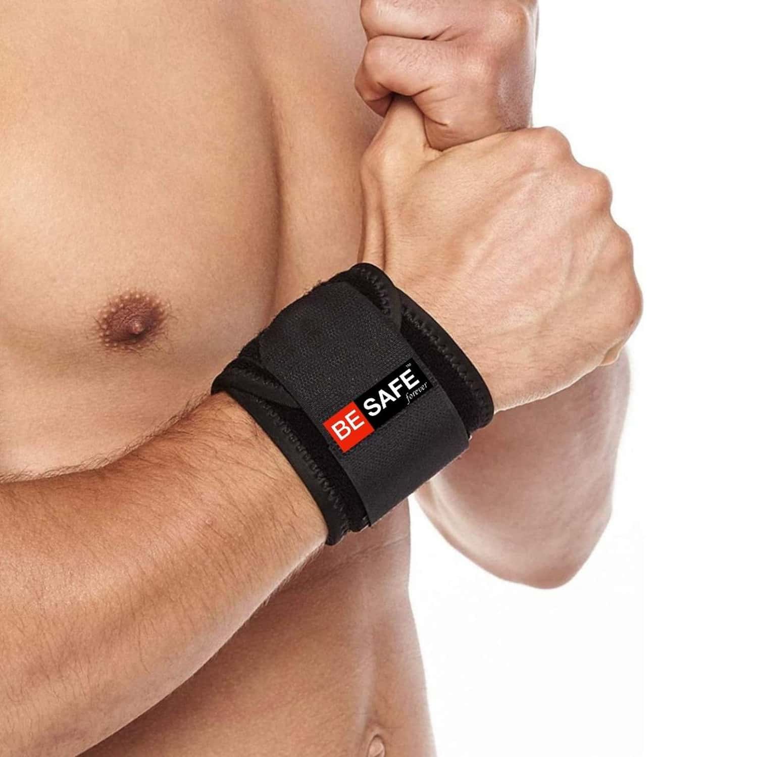 Besafe Forever Wristband Gym Sports Wrist Support Band/brace| Unisex| Universal Size Black