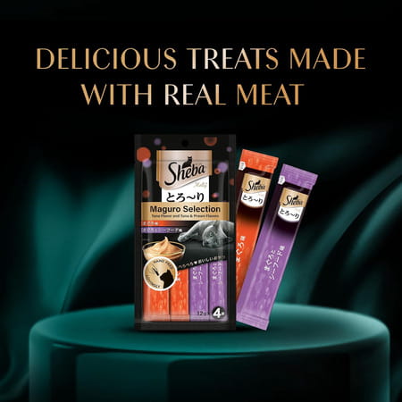 Sheba Melty Premium Lickable Creamy Cat Treats | Maguro Selection | Tuna & Prawn Flavors | 6 X 48G