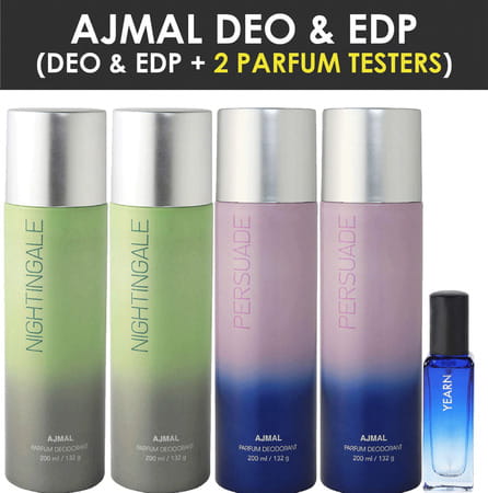 Ajmal 2 Distraction & 2 Persuade Deo Each 200ml & Yearn Edp 20ml (Total 820ml) For Unisex
