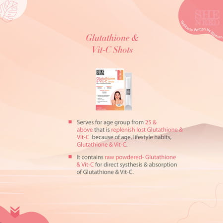 Sheneed Glutathione & Vitamin C Shots|Radiant Skin|Anti-Oxidant|Orange Flavour|10g X 15n