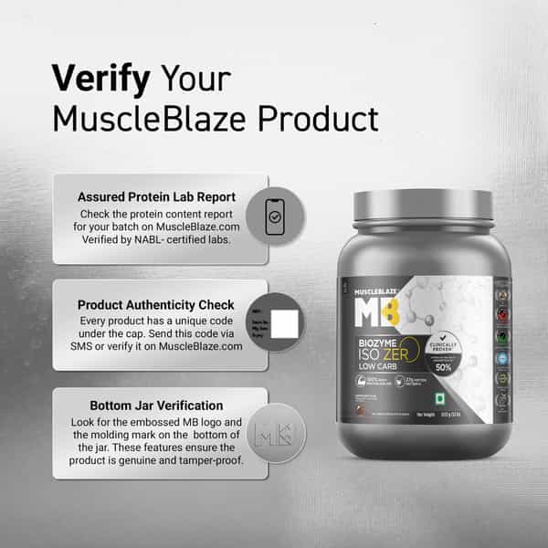 Muscleblaze Biozyme Iso-Zero| Low Carb Whey Protein Isolate Powder| Ice Cream Chocolate (500G)