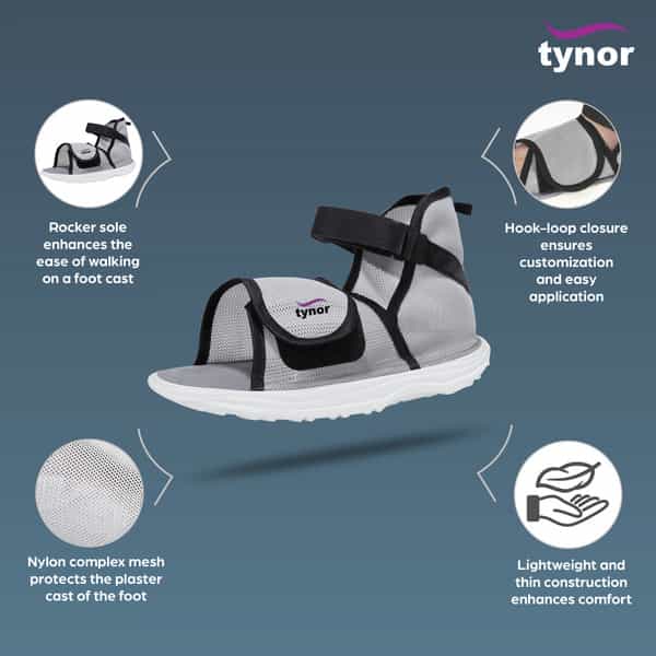 Tynor Cast Shoe Rocker Sole Grey Large 1 Unit