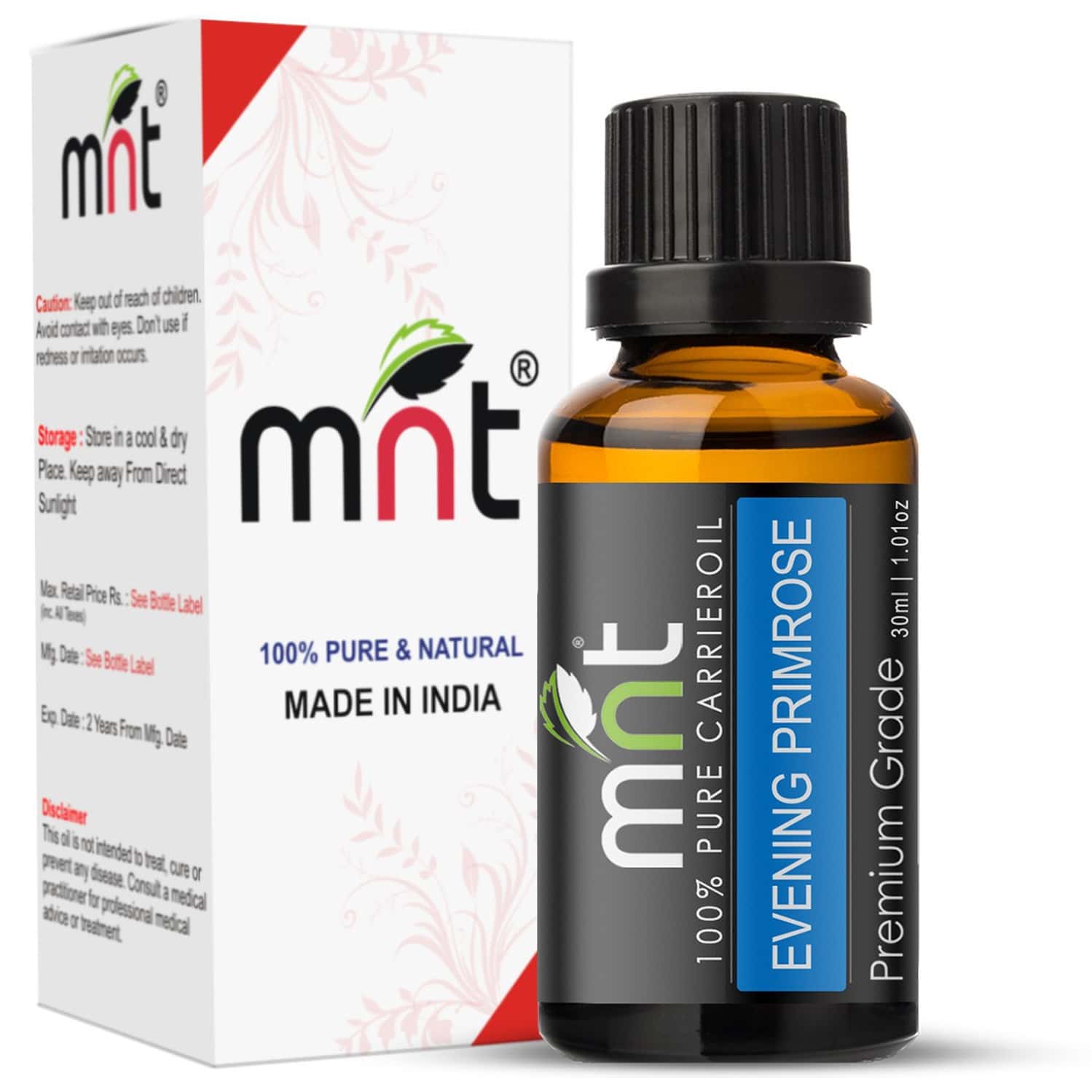 Mnt Evening Primrose Cold Pressed Carrier Oil (30ml) 100% Pure Natural