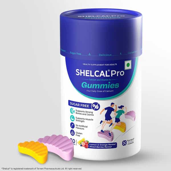 Shelcal Pro | Adults | Calcium & Vitamin D3 | Lemon Orange & Mixed Berries | Sugar Free | 30 Gummies