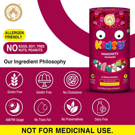 Mom & World Kidsy Immunity Gummies For Kids Chewable Gummies- 30 (Strawberry Flavour) (Pack Of 2)