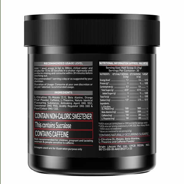 Muscleblaze Pre Workout 200 Xtreme (Berry Bolt | 15 Servings | 100G ) | 200Mg Caffeine