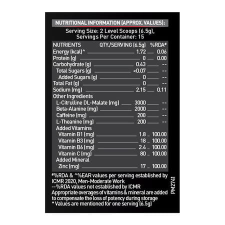 Muscleblaze Pre Workout 200 Xtreme (Berry Bolt | 15 Servings | 100G ) | 200Mg Caffeine