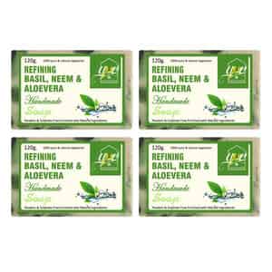 Ynb Yours Natural Buddy Organic Basil | Neem & Aloevera Handmade Soap 120g (pack Of 4)