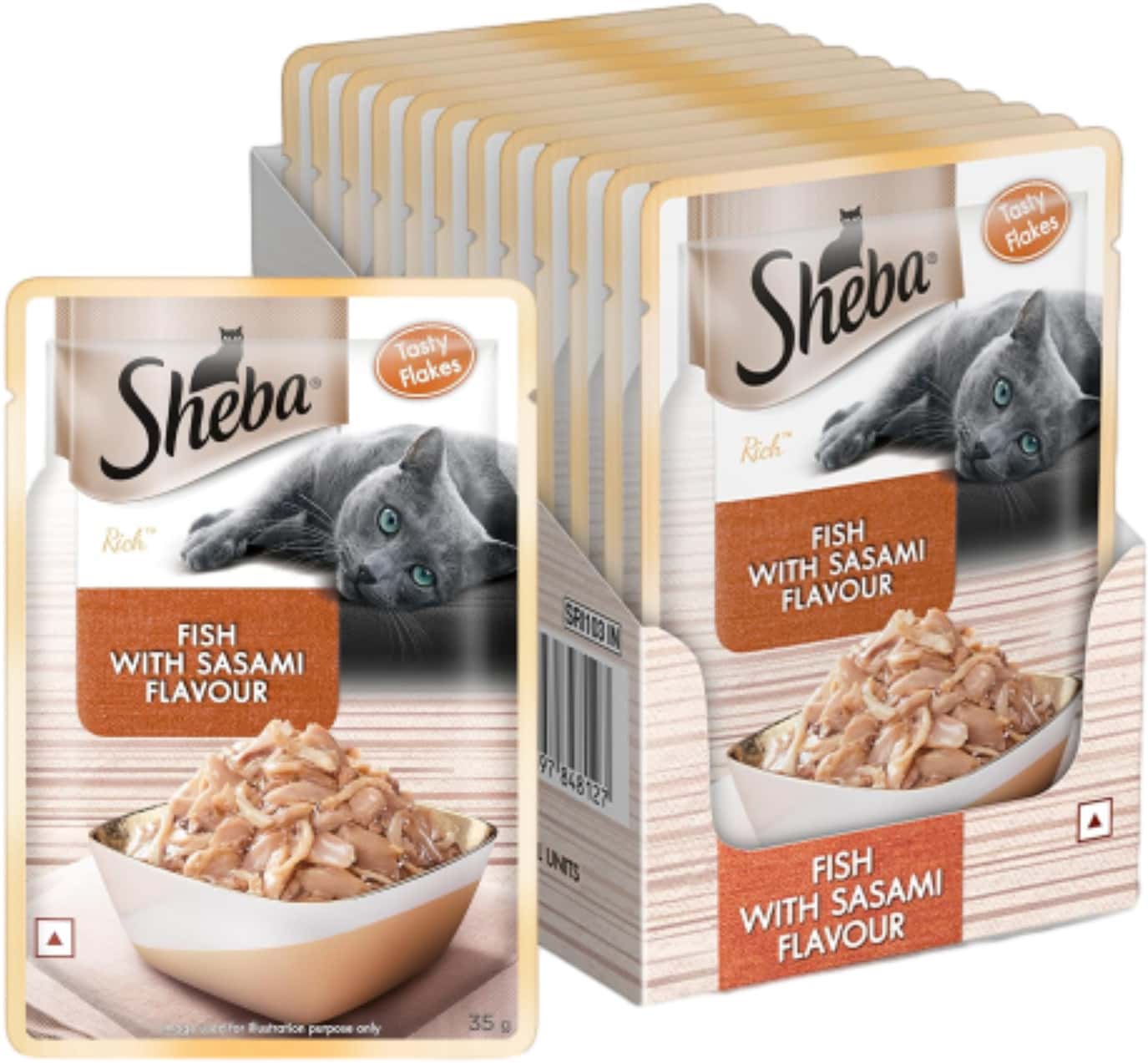 Sheba Rich Premium Adult (1+ Years) Wet Cat Food | Fish With Sasami Flavour | 12 X 35 G