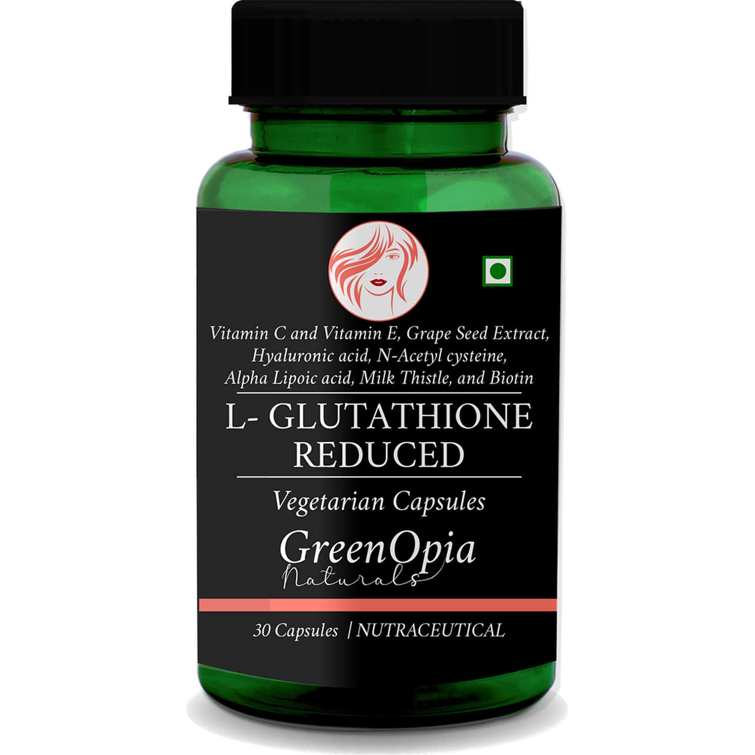 Greenopia L-glutathione Reduced Capsules 30 Vegetarian Capsules