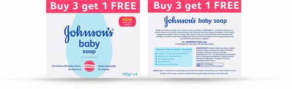 Johnson's Baby Soap Box Of 400 G (Buy 3 Get 1 Free)