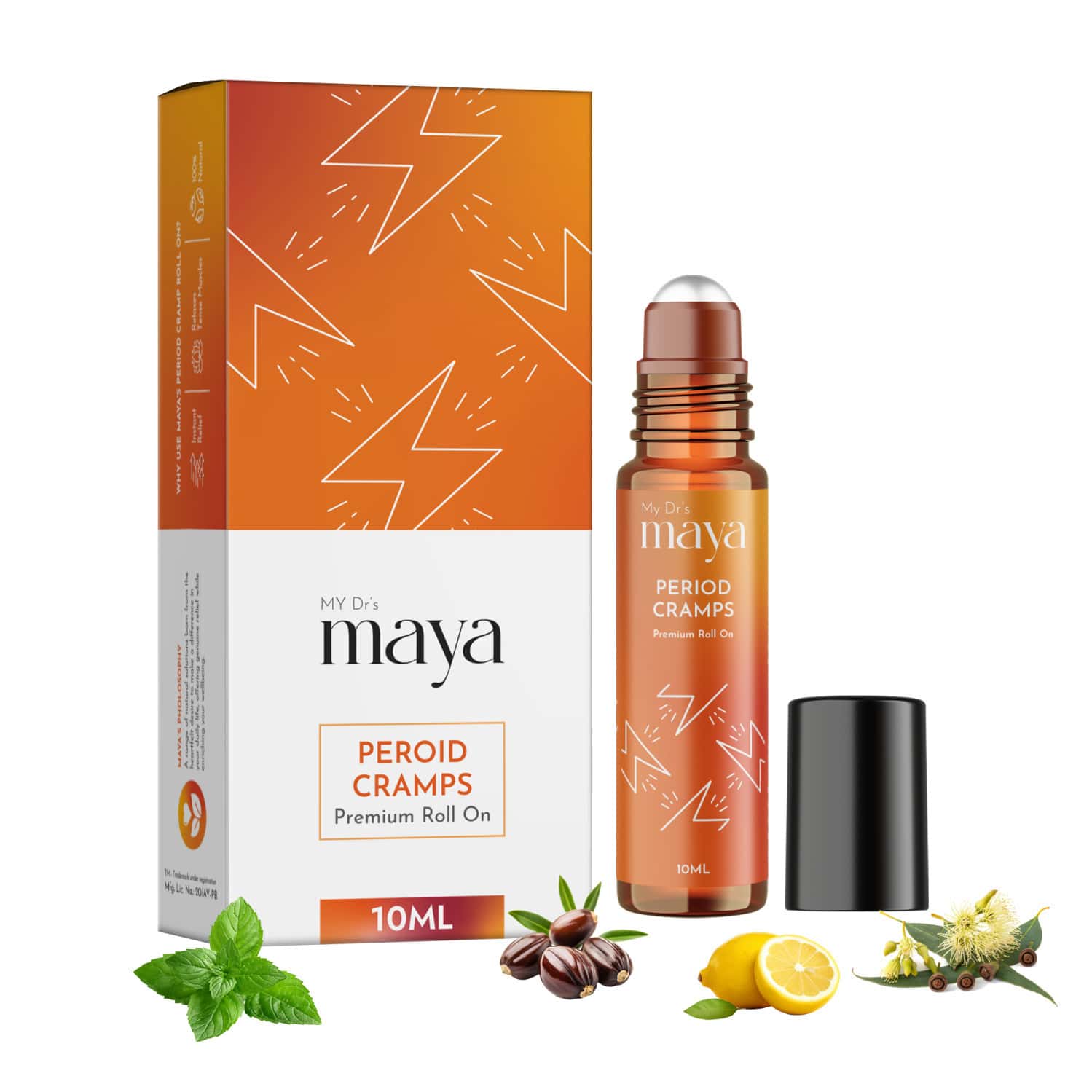 Maya Aromatherapy Period Cramp Premium Roll On For Women |100% Herbal Period Pain Reliever Pack Of 1