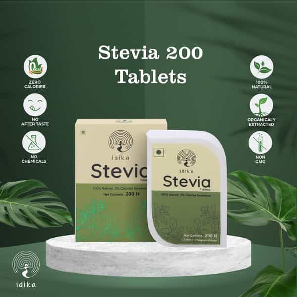 Idika Stevia 200 Tablets Diabetic Friendly 100% Natural Zero Calorie Sweetener ( Pack Of 4)