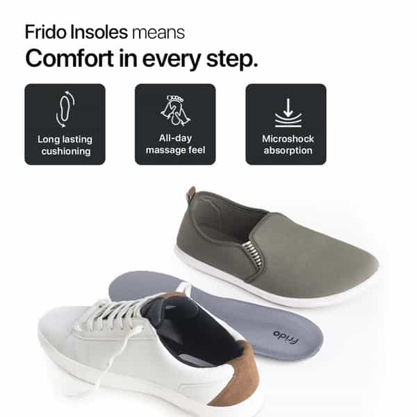 Frido Dual Gel Insoles| Unisex Shoe Inserts For Work And Casual Shoes|Sizes 5-9 Uk|Pack Of 2 Pairs