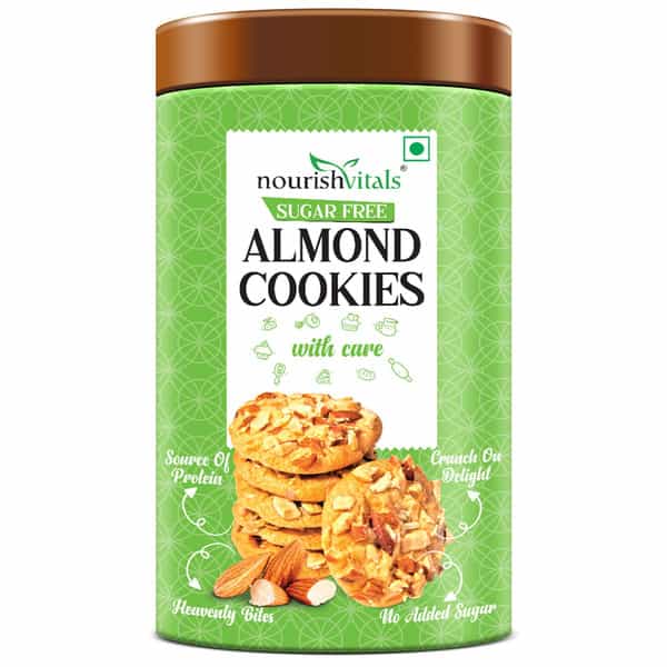 Nourishvitals Sugar Free Almond Cookies No Added Sugar Heavenly Bites Source Of Protein Snack 120G