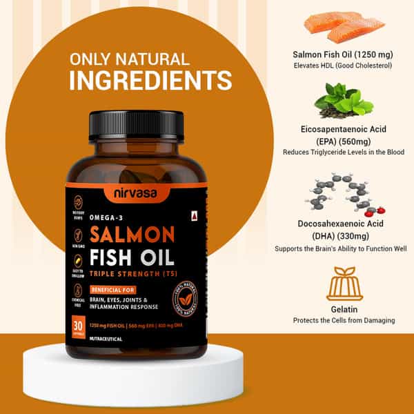 Nirvasa Salmon Fish Oil Triple Strength For Healthy Heart | Brain And Eyes ( 30 Softgel )