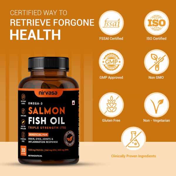 Nirvasa Salmon Fish Oil Triple Strength For Healthy Heart | Brain And Eyes ( 30 Softgel )