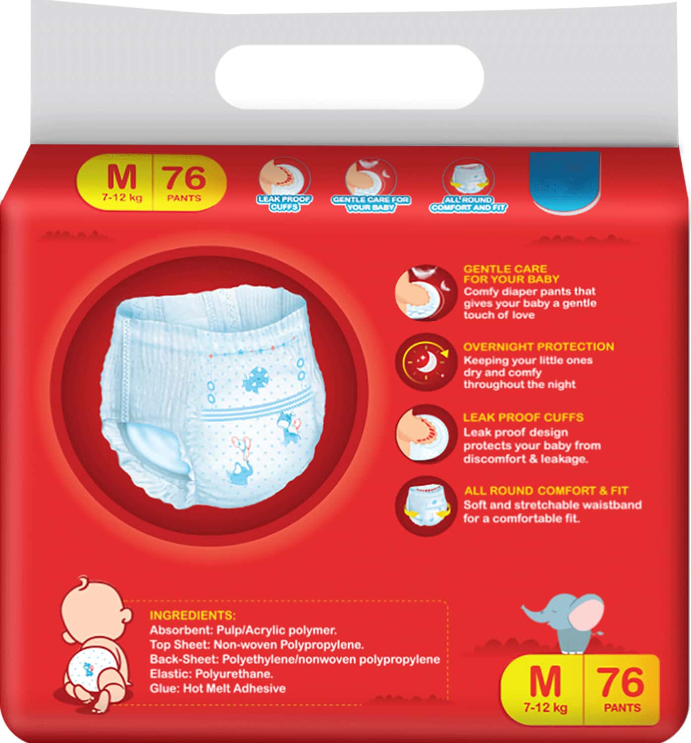 Buy NIINE DIAPER PANTS MEDIUM MEGA PACK 76 PANTS Online & Get Upto 60