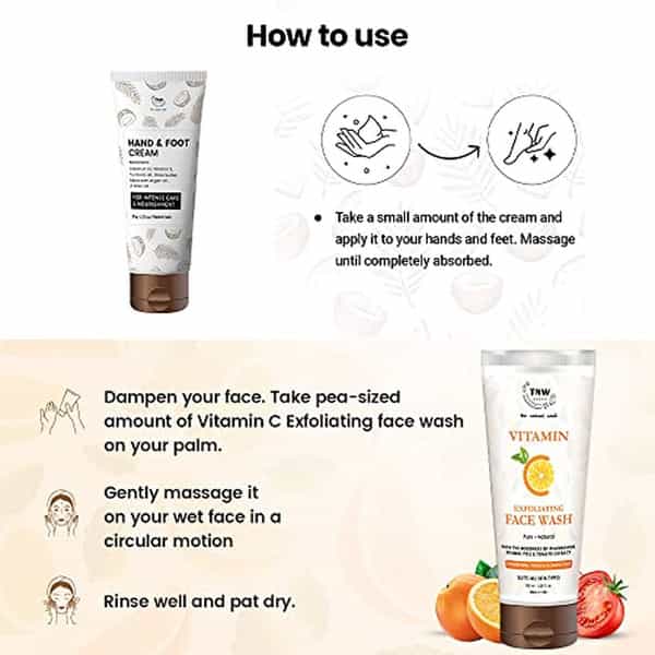 Tnw The Natural Wash Hand And Foot Cream & Vitamin C Exfoliating Face Wash