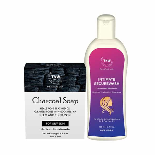 Tnw The Natural Wash Combo Of Handmade Charcoal Soap & Intimate Wash |