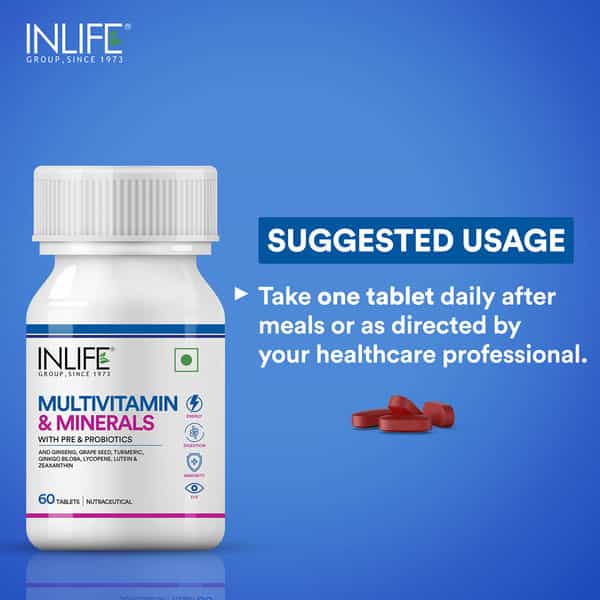 Inlife Multivitamin And Minerals Daily Formula For Men Women Supplement - 60 Tablets