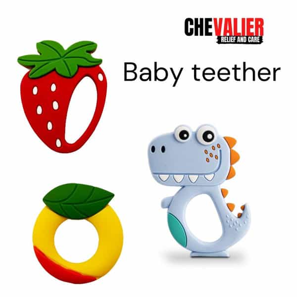 Chevalier Soft Silicone Rubber Baby Teether | Soothes Sore Gums Chew Infant Toy Combo 3 Sroyds